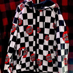 Santa Cruz rain jacket checkerboard print never worn